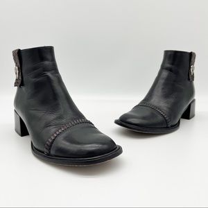 Brighton Black and Brown Leather Ankle Boots